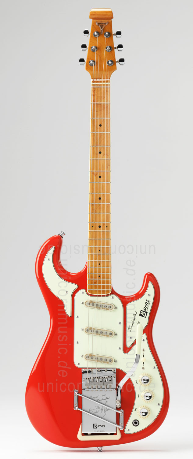 Electric Guitar BURNS HANK MARVIN SIGNATURE 1964 Red + Hard Case, Factory-new buy at www.leihinstrumente.com, Guitars, Electric musical Electric-Guitars, Electro-Guitars, EG-B-Marvin-R