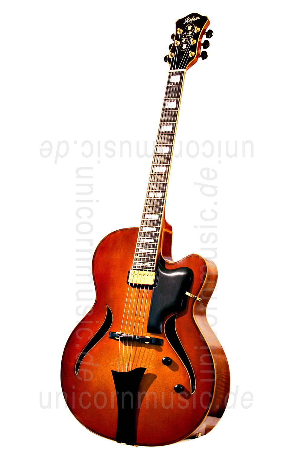 to article description / price Full-Resonance Archtop Jazz Guitar HOFNER JAZZICA CUSTOM HJC-V-0 + hardcase - Schellack (French polish)