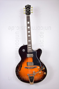 Large view Semi-Resonance Archtop Jazz Guitar Cort Yorktown Bigsby Tobacco Burst