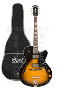 Large view Semi-Resonance Archtop Jazz Guitar CORT YORKTOWN Tobacco Burst + gigbag