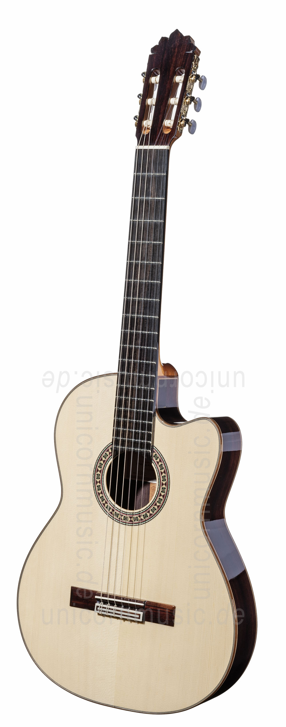 to article description / price Spanish Classical Guitar JOAN CASHIMIRA MODEL 130 Cutaway Thinline Spruce - without pickup - solid spruce top