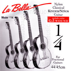 Large view Children's- Classical Guitar Strings Set 1/8 + 1/4 - LA BELLA 114 - normal Tension
