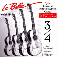Large view Children's- Classical Guitar Strings Set 3/4 - LA BELLA 134 - normal Tension