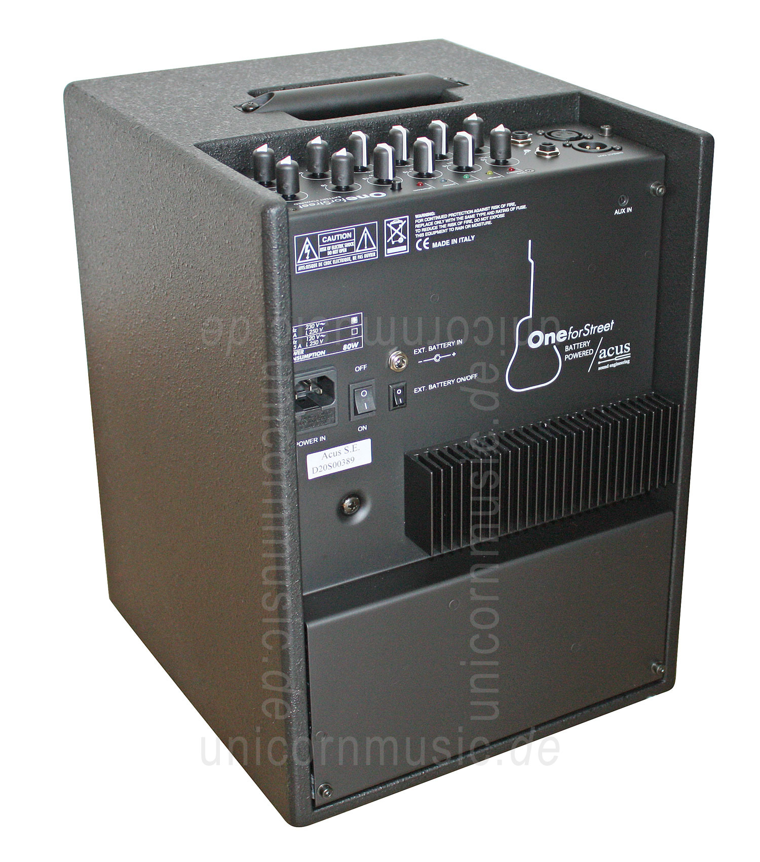 to article description / price Acoustic Amplifier - ACUS ONE FOR STREET black - 3x channel (2x Instrumental / independently controllable) - integrated battery