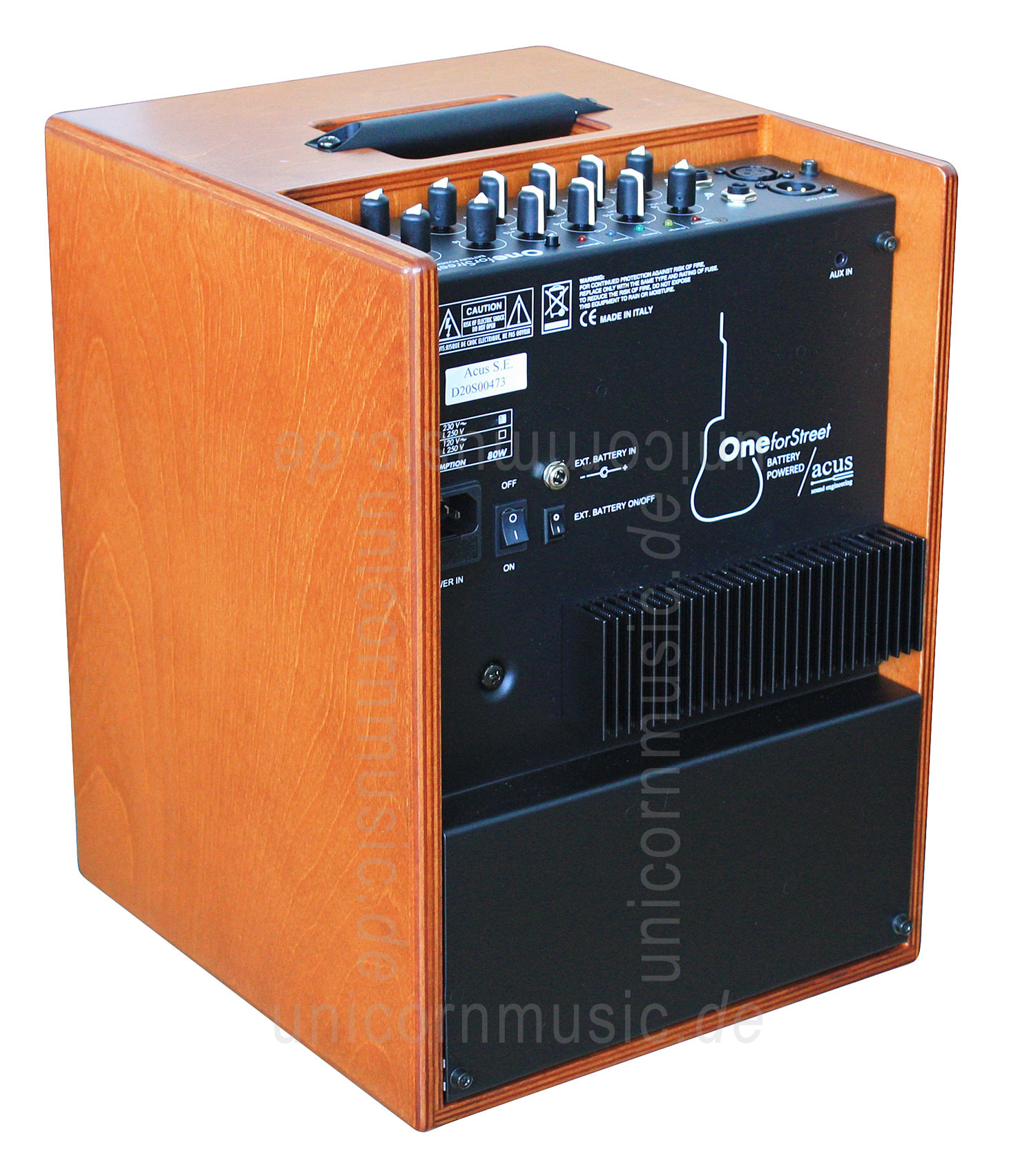 to article description / price Acoustic Amplifier - ACUS ONE FOR STREET wood - 3x channel (2x Instrumental / independently controllable) - integrated battery